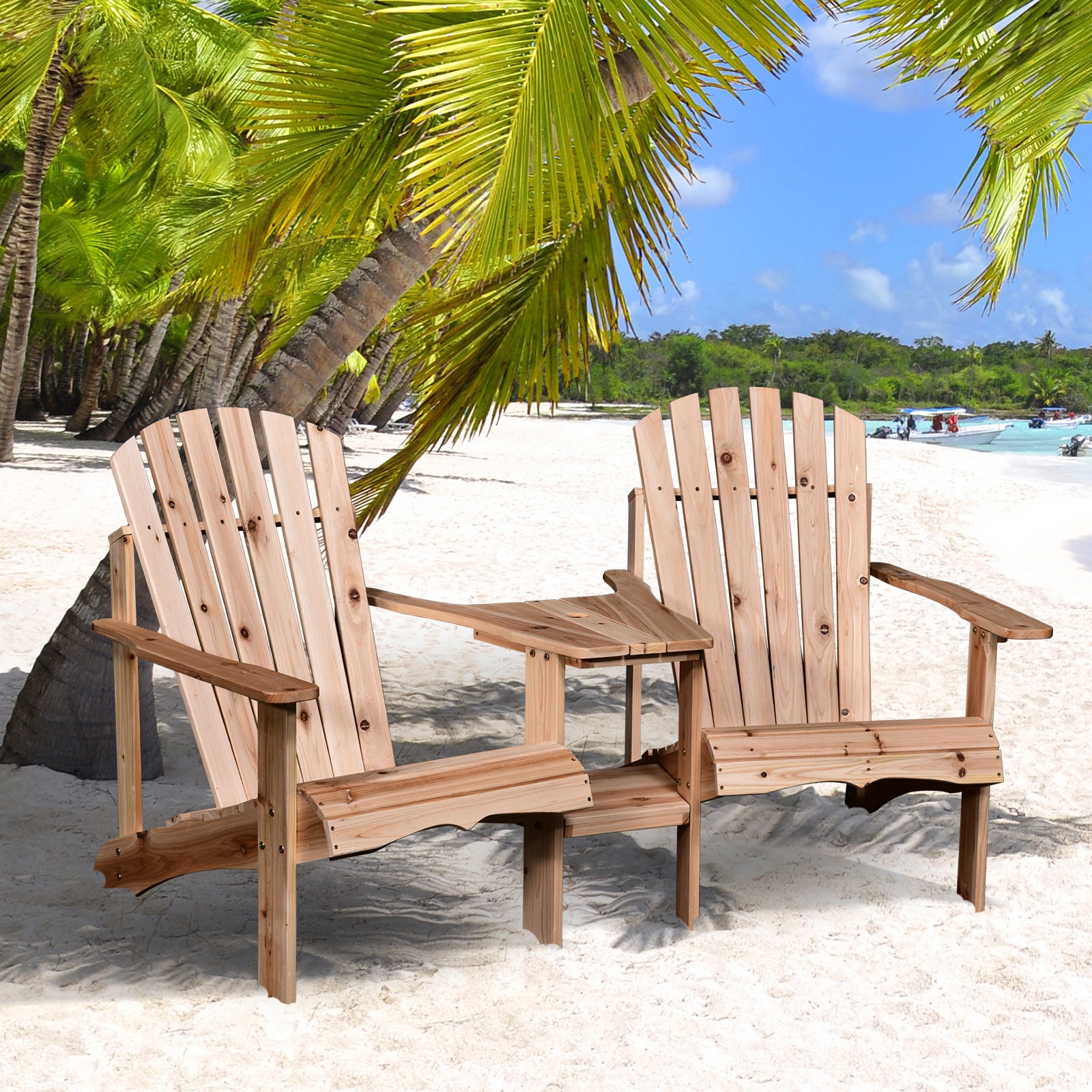 Wooden chairs with table in middle sale